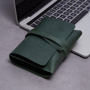 Leather Charger Roll-Up Pouch - Personalized Cable Organizer