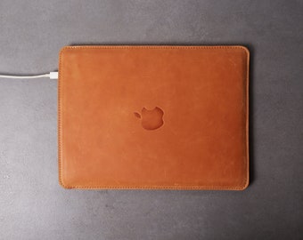 MacBook Air 15" 2023 M2 Sleeve Genuine Leather Carry Vertical with Apple logo New MacBook 2023 Pro 14, Pro 16 Pro 15 21st birthday gift