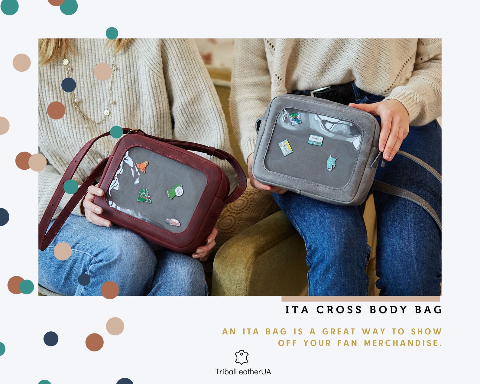 ITA Bag Crossbody Pin Bag Leather Ita Bag Anime Pins Pin Etsy
