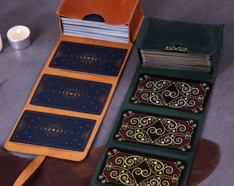 Leather Tarot Card Case: Handmade Tarot Deck Holder - Minimal Mystic Storage