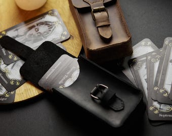 Genuine Leather Tarot Card Holder. Personalized Black Tarot Cards Case. Stylish Tarot Pouch for Tarot & Oracle Deck. Deck Box. Tarot gift