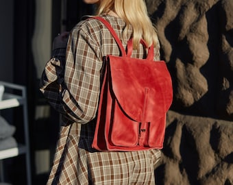 Rote individuelle Leder Messenger Bag Lederrucksack personalisierter Lederrucksack für Frauen Leder Laptoptasche Leder Geschenk für Männer