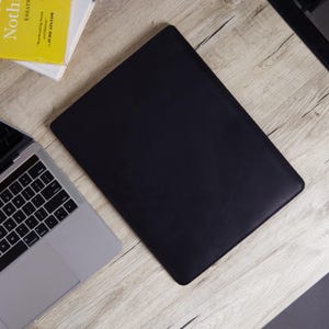Vintage black leather case A4 Organizer. Personalized Document Holder with Custom Name or Іnitials. Stylish Office Accessory or Gift for Him