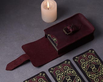 Handmade Leather Tarot Card Case: Personalized Deck Holder