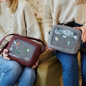 Personalized Leather ITA Bag: Adjustable Strap Pin Display Crossbody Purse, Multi-Way Collectibles Cosplay Bag