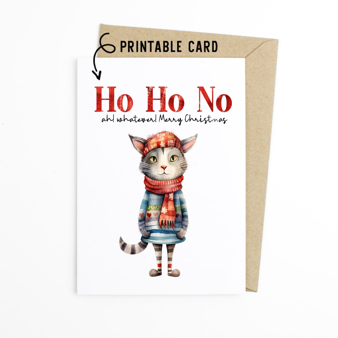 Funny Cat Christmas Card Ah Whatever Printable Download Card - Etsy