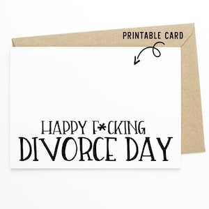 Tarjeta de divorcio divertida, Feliz día del divorcio, Tarjeta de descarga imprimible