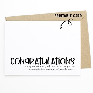 Funny Retirement Card - Congratulations On The New Job - Printable Download Card