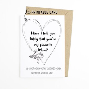 Funny Mothers Day Card - You&#39;re My Favorite Mom - Printable Download Card