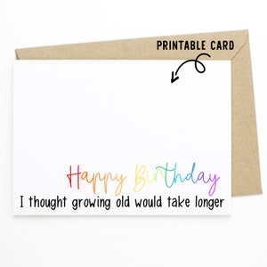 Funny Birthday Card - I Thought Growing Old Would Take Longer - Printable Download Card