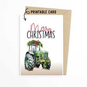 Carte de Noël - joyeux Noël tracteur - carte imprimable à télécharger
