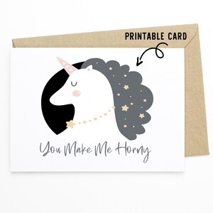 Funny Anniversary or Valentines Card - You Make Me Horny - Printable Download Card