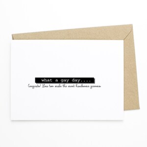 Mature Funny Wedding Card - What A Gay Day, Grooms