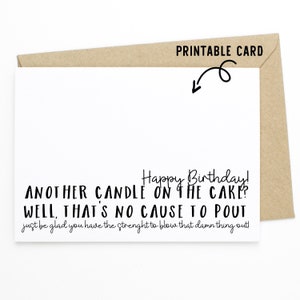 Funny Birthday Card - Another Candle On the Cake? - Printable Download Card