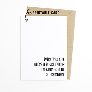 Funny Spouse or Friend Card - Every Tall Girl - Printable Download Card