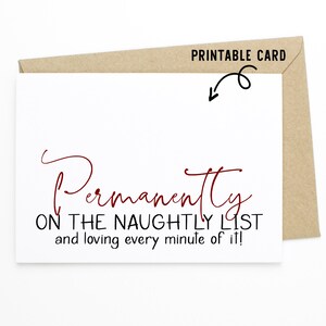Funny Christmas Card - Permanently On The Naughty List - Printable Download Card