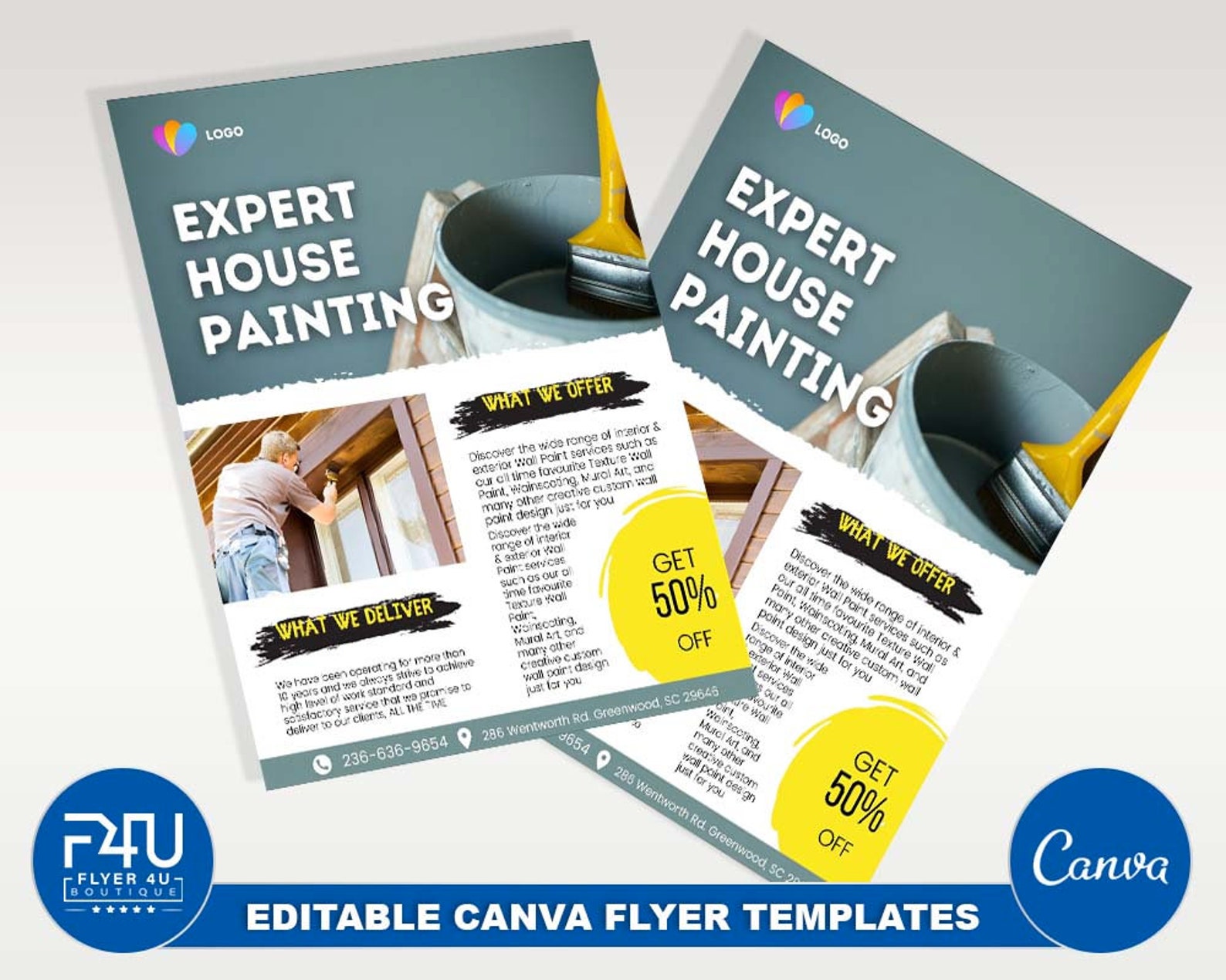 House Painting Flyer DIY Canva House Painting Flyer Template Etsy