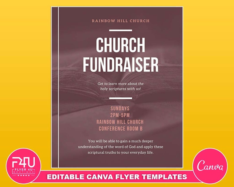Church Fundraiser Flyer, DIY Canva Church Fundraiser Flyer Template ...
