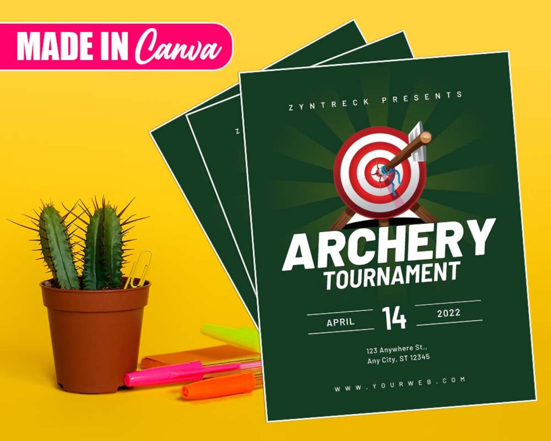 Archery Tournament Flyer, DIY Canva Archery Tournament Flyer Template