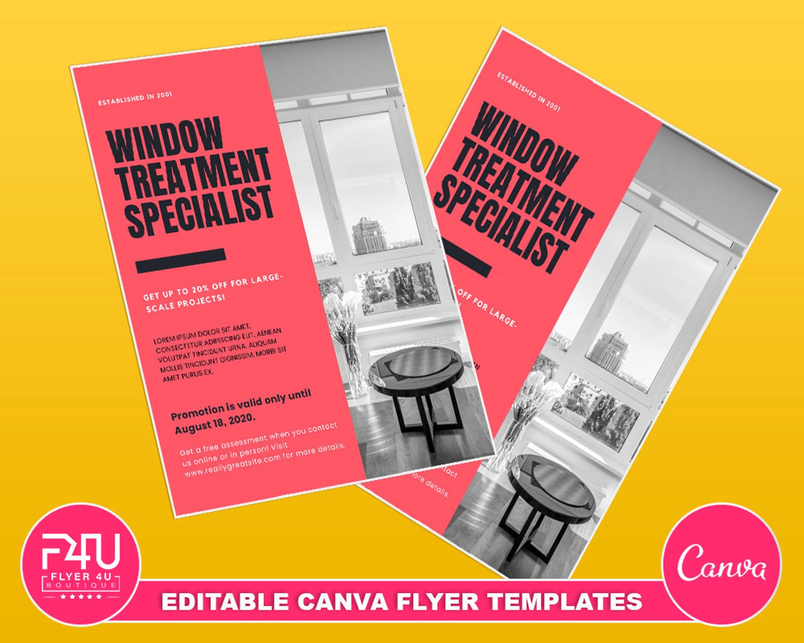 Window Treatment Specialist Flyer DIY Canva Window Treatment Etsy