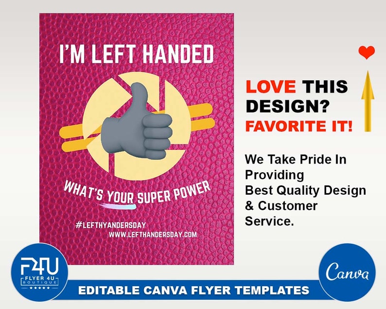 Left Handers Day Flyer DIY Canva Left Handers Day Flyer Etsy