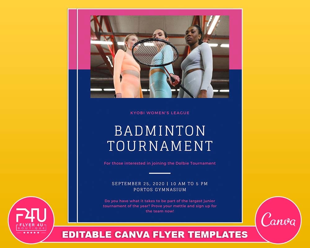 Badminton Tournament Flyer DIY Canva Badminton Tournament 