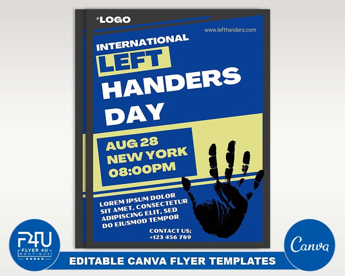 Left Handers Day Flyer DIY Canva Left Handers Day Flyer Etsy