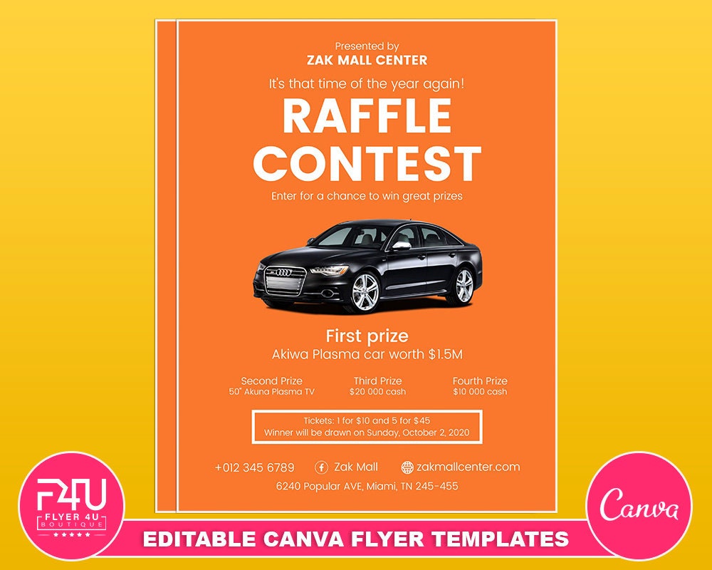 Raffle Flyer DIY Canva Raffle Flyer Template 2022 Editable Canva US