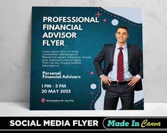 Professional Financial Advisor Flyer, DIY Canva Financial Advisor Flyer Template, Editable Social Media Flyer Template for Financial Advisor