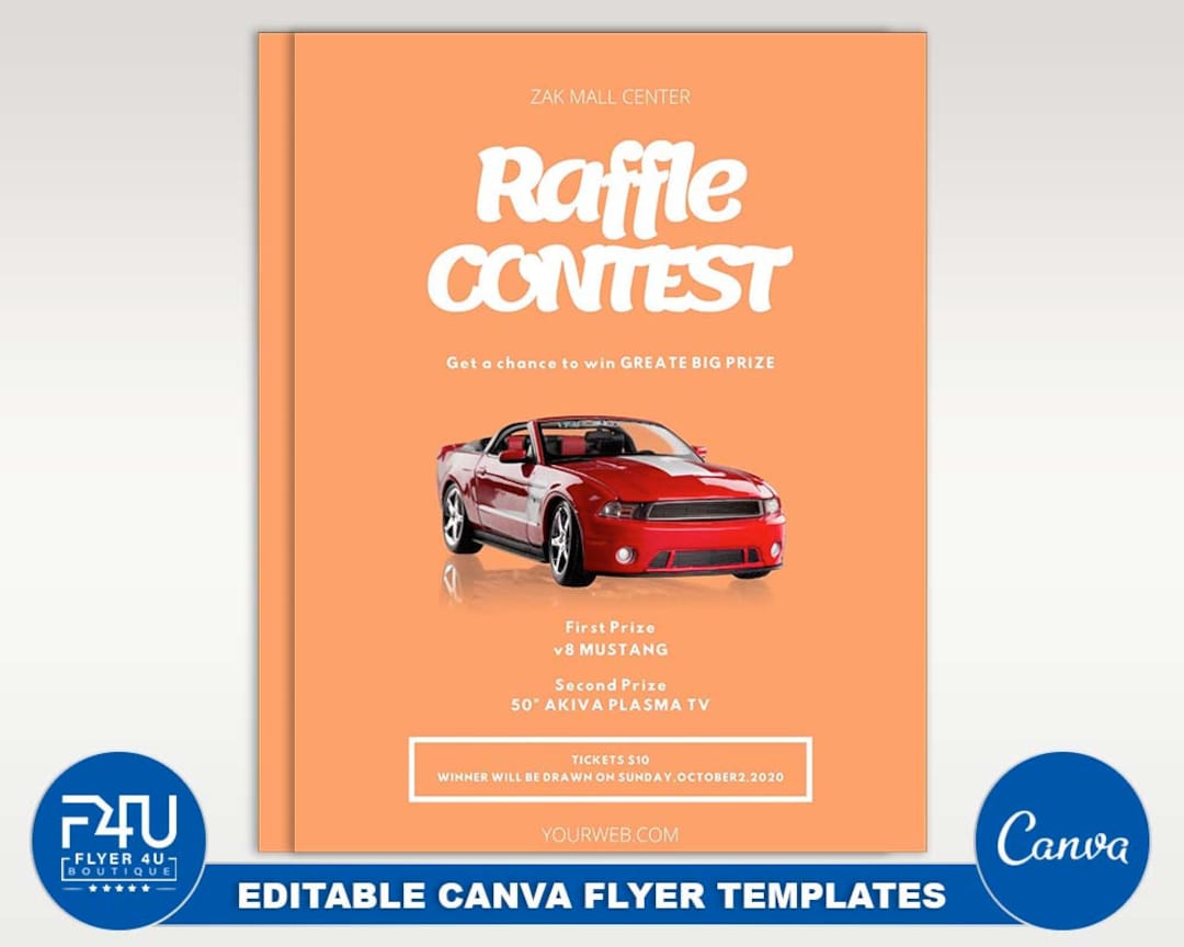 Raffle Flyer DIY Canva Raffle Flyer Template 2022 Editable Canva US