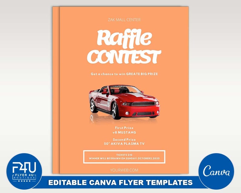Raffle Flyer, DIY Canva Raffle Flyer Template 2022, Editable Canva US ...