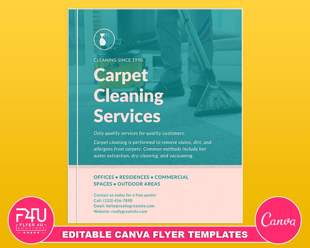 Carpet Cleaning, DIY Canva Carpet Cleaning Template 2022, Editable