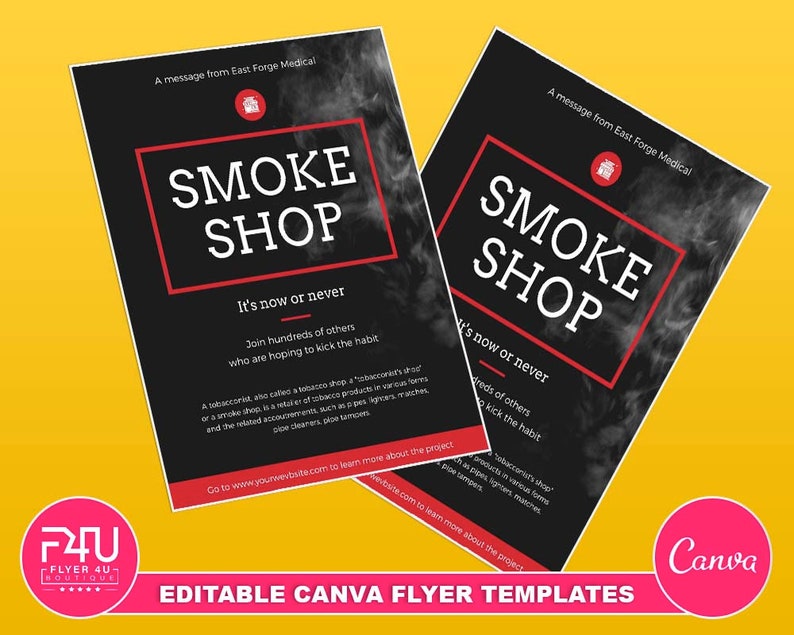 Smoke Shop Flyer, DIY Canva Smoke Shop Templates, Editable Canva US ...