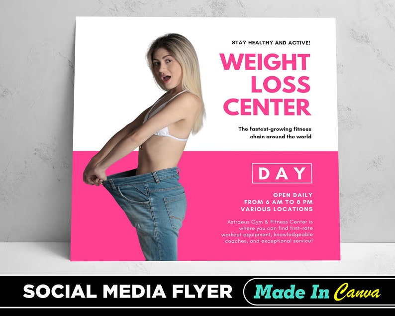 Weight Loss Center Flyer, DIY Canva Weight Loss Center Flyer Template
