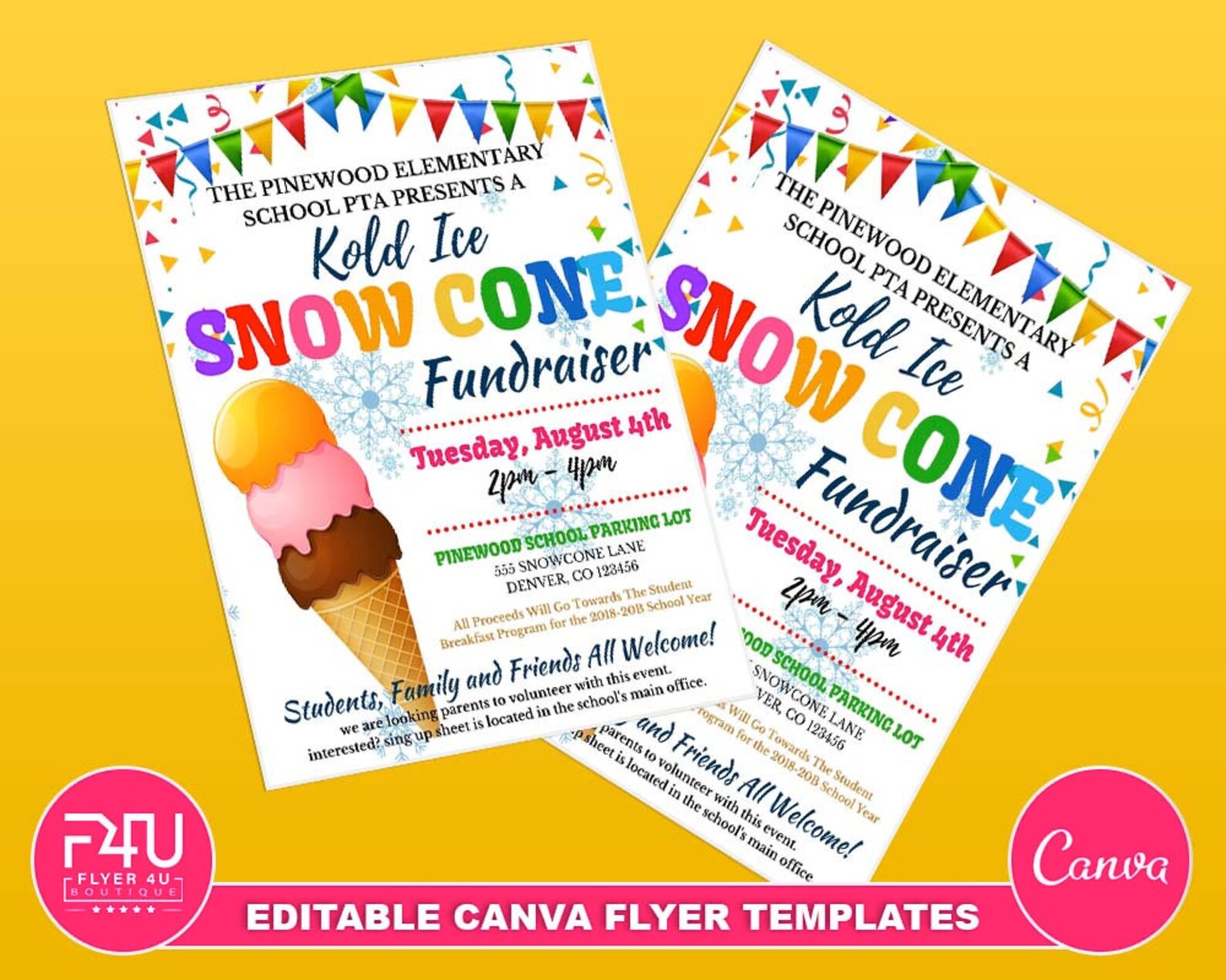 Snow Cone Flyers DIY Canva Snow Cone Flyers Editable Canva Etsy