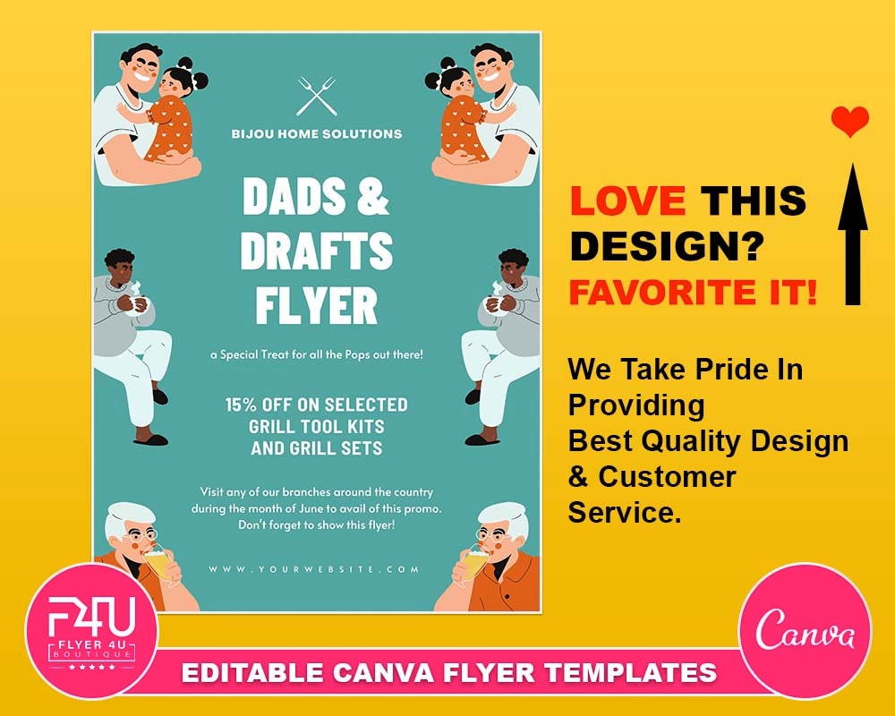 Dads & Drafts Flyer, DIY Canva Dads and Drafts Flyer Template, Editable ...