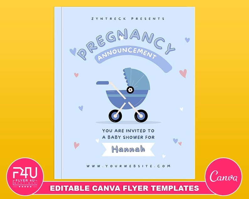 Pregnancy Announcement Flyer DIY Canva Pregnancy Etsy