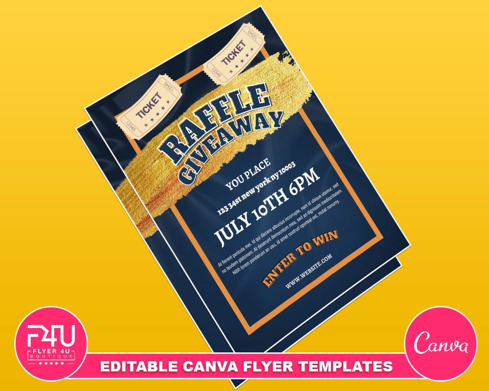 Raffle Giveaway Flyer, DIY Canva Raffle Giveaway Templates, Editable