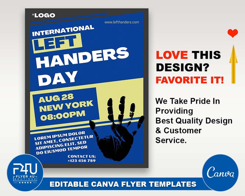Left Handers Day Flyer DIY Canva Left Handers Day Flyer Etsy