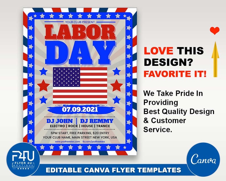 Labor Day Flyer DIY Canva Labor Day Flyer Template 2022 Etsy