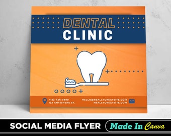 Dental Care Clinic Flyer, DIY Canva Dental Care Clinic Flyer Template 2022, Editable Canva Social Media Flyer for Dental Care Clinic Flyer