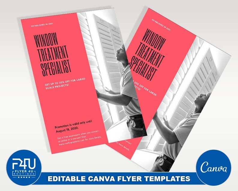Window Treatment Specialist Flyer DIY Canva Window Treatment Etsy