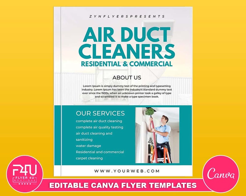 Air Duct Cleaning Flyer DIY Canva Air Duct Cleaning Etsy