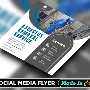 Asbestos Removal Service Flyer, DIY Canva Asbestos Removal Service Flyer Template 2022, Editable Social Media Flyer Template for Asbestos image 5