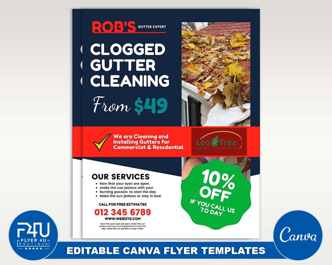 Gutter Cleaning Flyer DIY Canva Gutter Cleaning Flyer Etsy