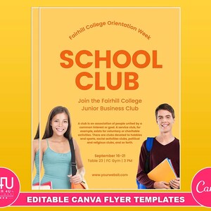 School Club Flyer Diy Canva School Club Templates Editable Etsy