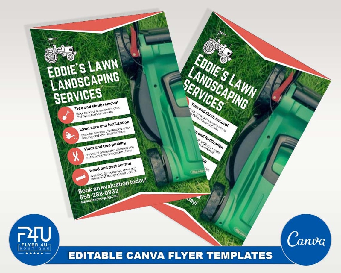 Lawn Mowing Flyer DIY Canva Lawn Mowing Flyer Template 2021 | Etsy