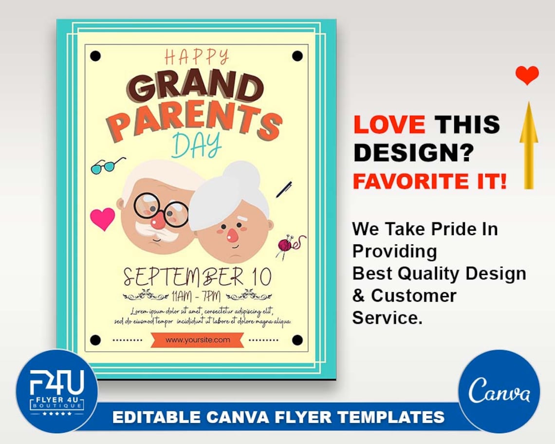 Grandparents Day Flyer DIY Canva Grandparents Day Flyer Etsy