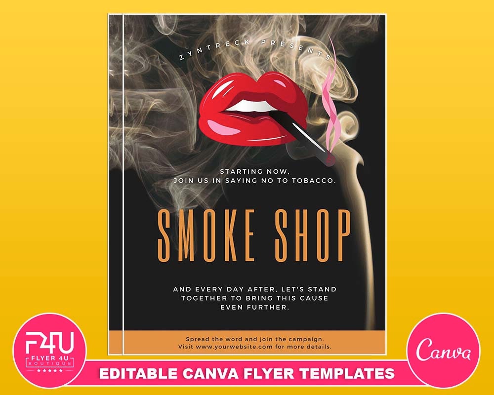 Smoke Shop Flyer, DIY Canva Smoke Shop Templates, Editable Canva US