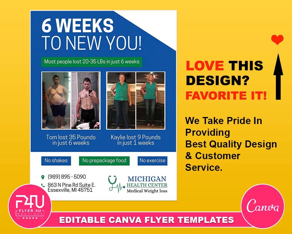 Before and After Weight Loss Flyer, DIY Before and After Weight Loss